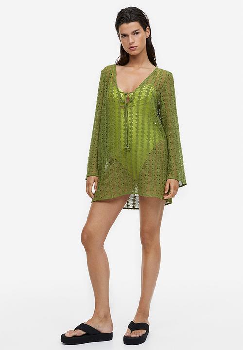 H&M - Crochet-look beach kaftan - olive green