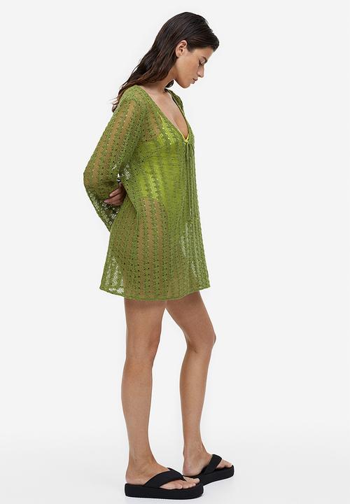 H&M - Crochet-look beach kaftan - olive green