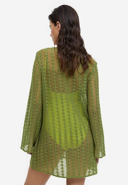 H&M - Crochet-look beach kaftan - olive green