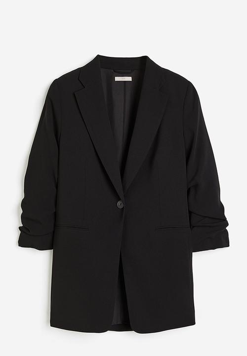 H&M - Gathered-sleeve jacket - black