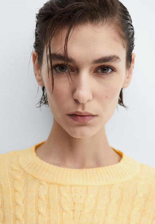 MANGO - Sweater aga - light pastel yellow
