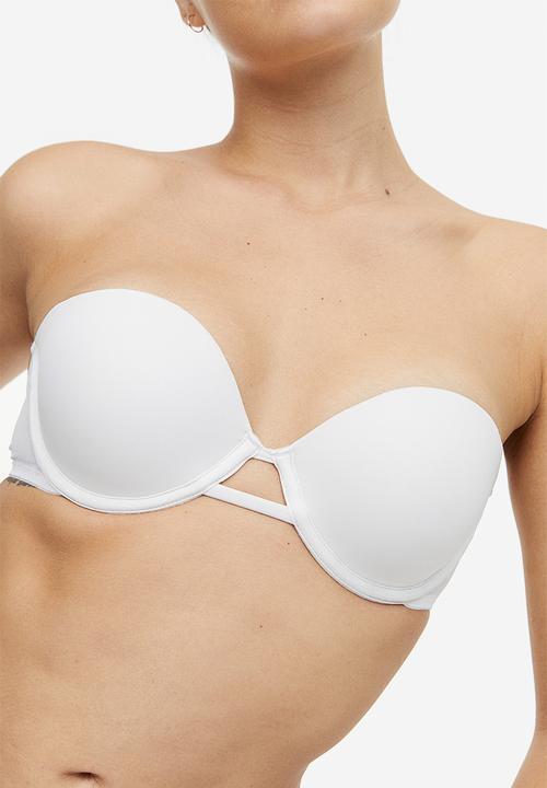 H&M - Microfibre push-up balconette bra - white