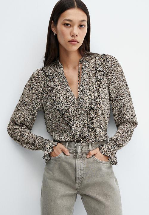 MANGO - Blouse linus - black