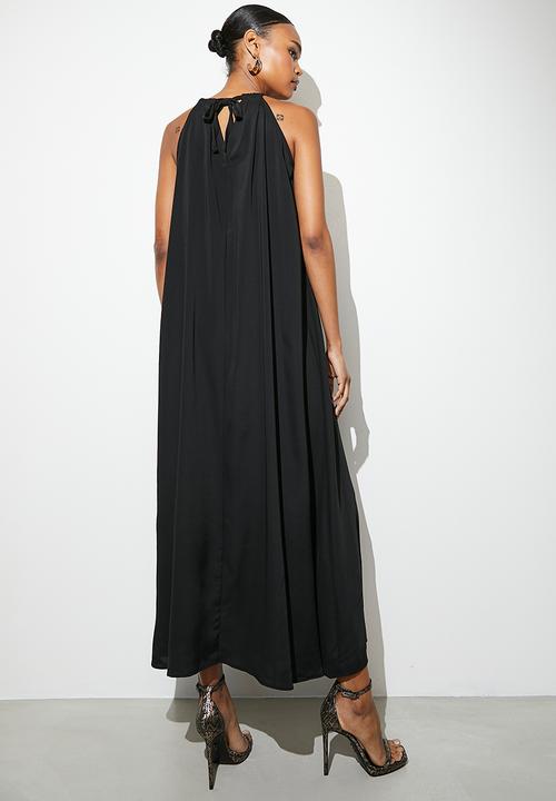 VELVET - Halter trapeze maxi dress- black