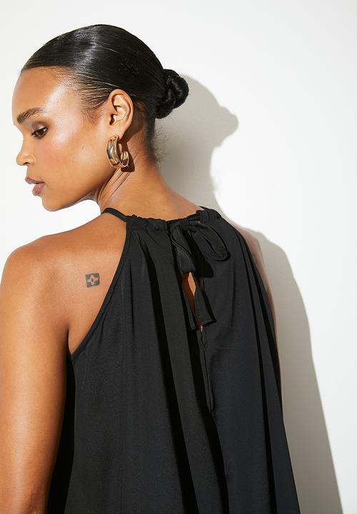VELVET - Halter trapeze maxi dress- black