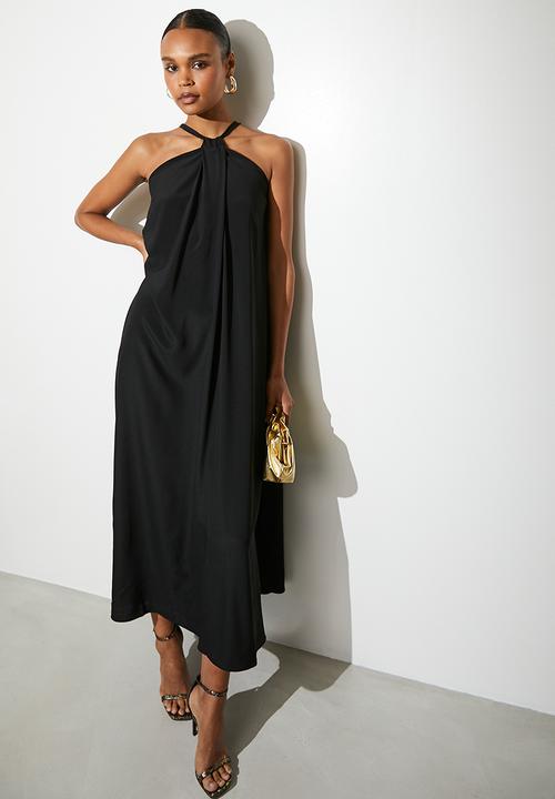 VELVET - Halter trapeze maxi dress- black