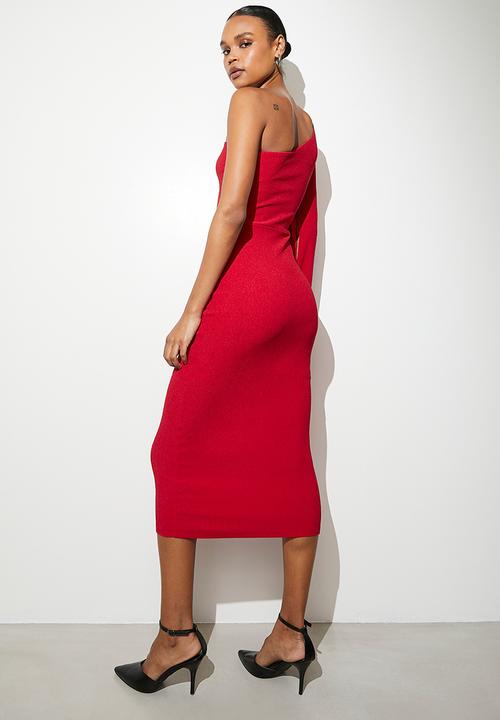 VELVET - Volume sleeve midi dress - salsa