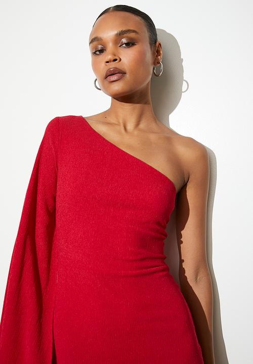 VELVET - Volume sleeve midi dress - salsa