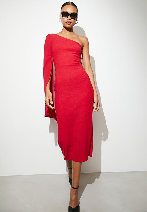 VELVET - Volume sleeve midi dress - salsa