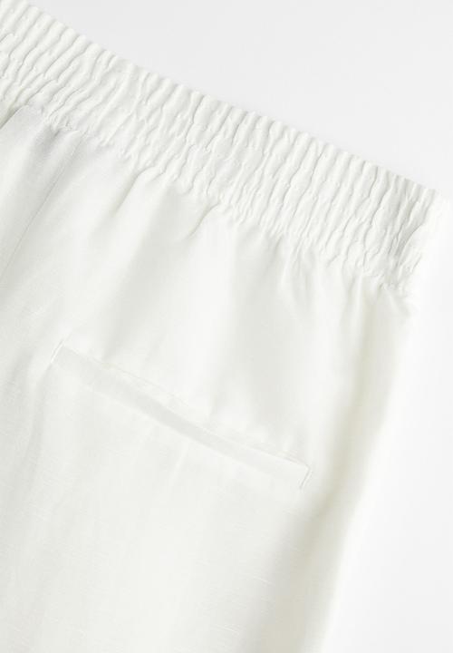H&M - Wide linen-blend trousers - white