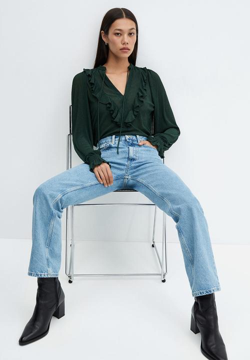 MANGO - Blouse linus - green