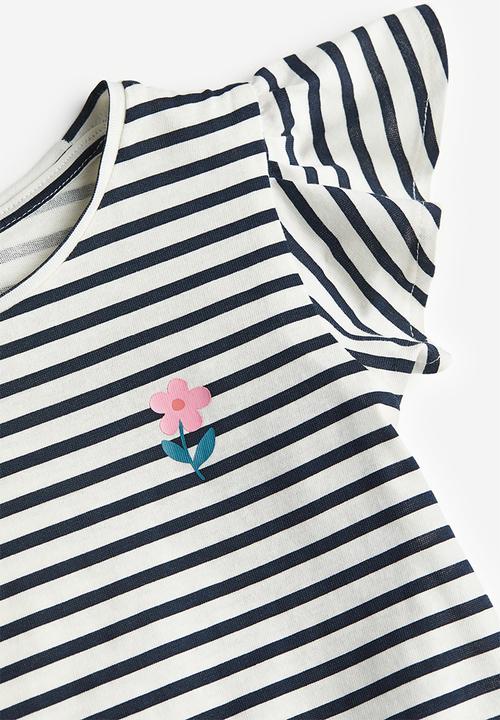 H&M - Flutter-sleeved jersey top - navy blue strap 