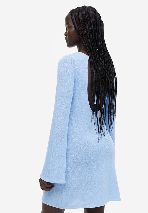 H&M - Tie-detail knitted dress - light blue