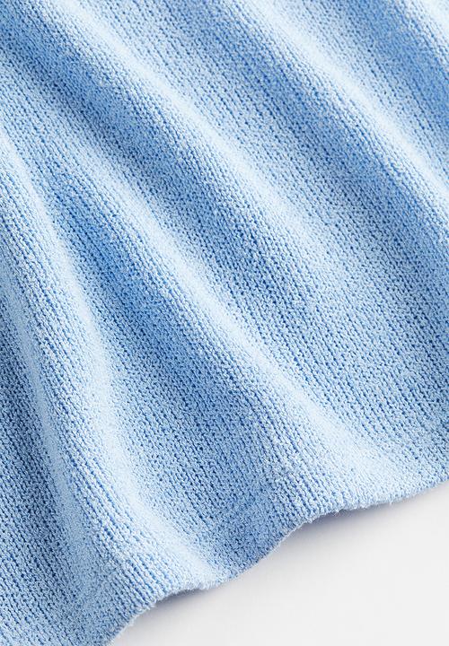 H&M - Tie-detail knitted dress - light blue