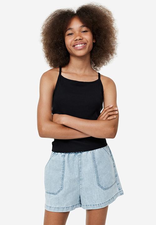 H&M - 2-pack cotton shorts - black & blue