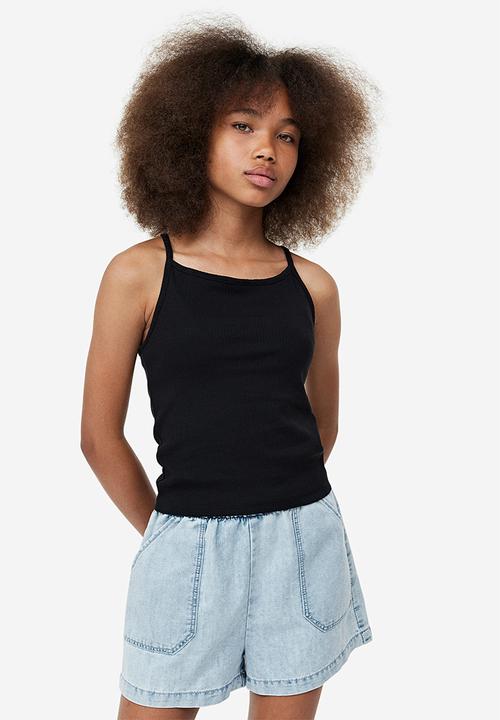 H&M - 2-pack cotton shorts - black & blue