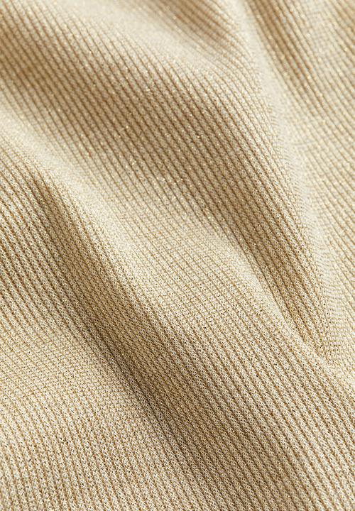 H&M - Frill-trimmed ribbed top - beige