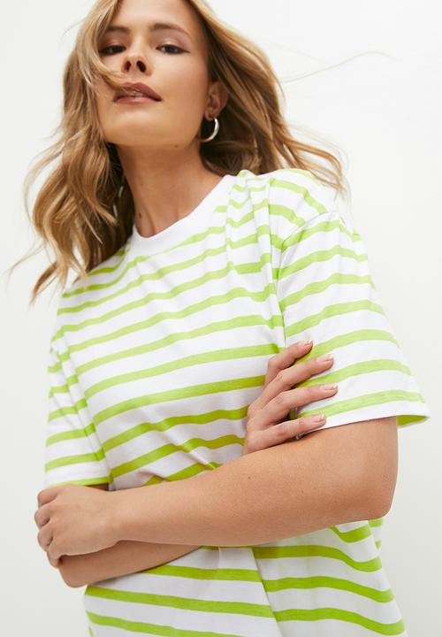 Superbalist - Striped Oversized Tee - green & white