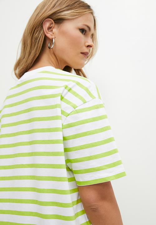 Superbalist - Striped Oversized Tee - green & white
