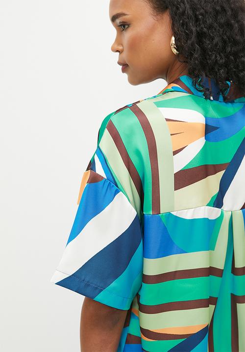 Superbalist - Printed satin short sleeve shirt (co-ord) - multi