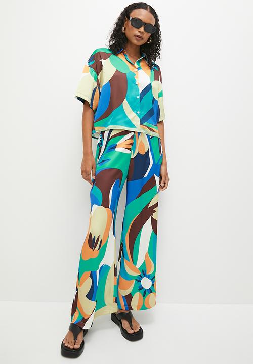 Superbalist - Printed satin short sleeve shirt (co-ord) - multi