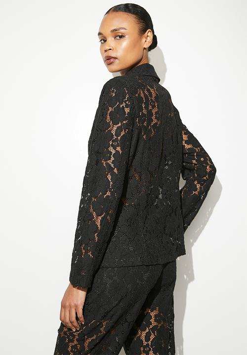 VELVET - Co-ord lace blazer - black