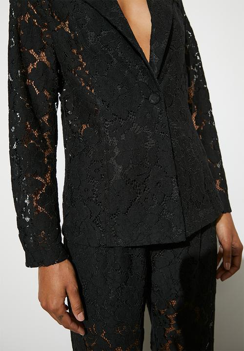 VELVET - Co-ord lace blazer - black
