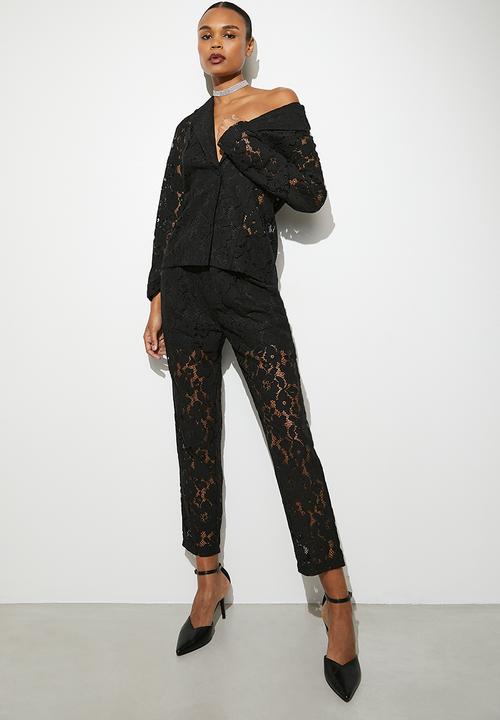 VELVET - Co-ord lace blazer - black