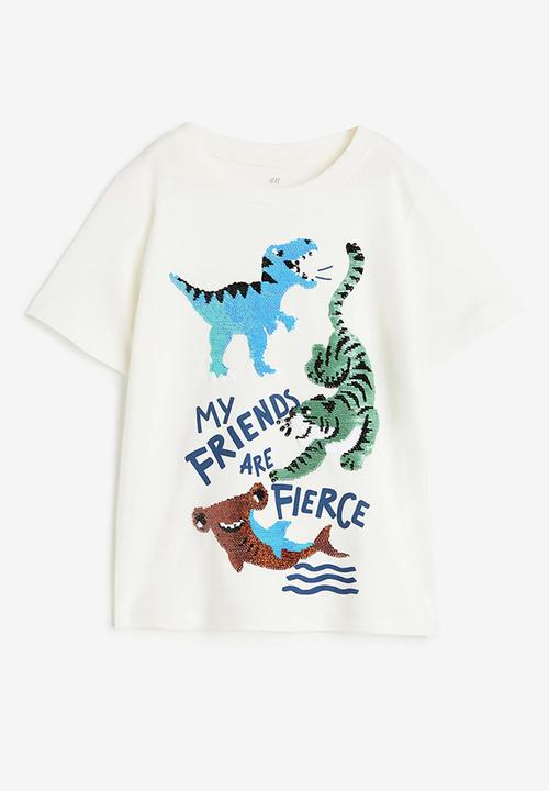 H&M - Reversible-sequin t-shirt - white