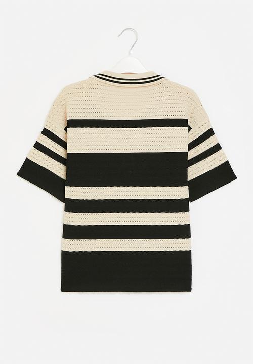 Pop Candy - Striped golf tee - stone and black