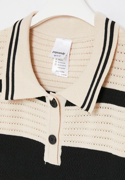 Pop Candy - Striped golf tee - stone and black