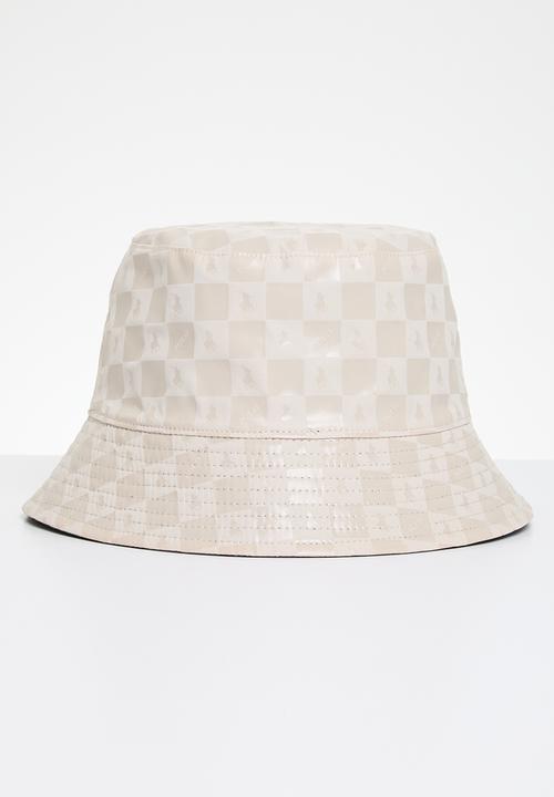 POLO - Block monogram reversible bucket - off white & black