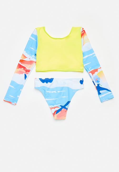 Pop Candy - 2 Piece long sleeve swim set - yellow