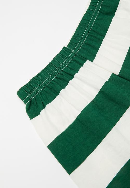 Pop Candy - Striped tee & short set - green & white