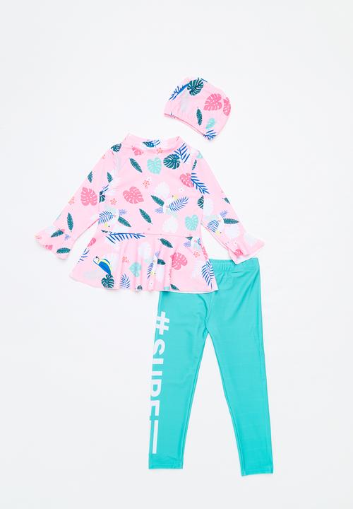 Pop Candy - Girls 3pc swimset - pink & green 