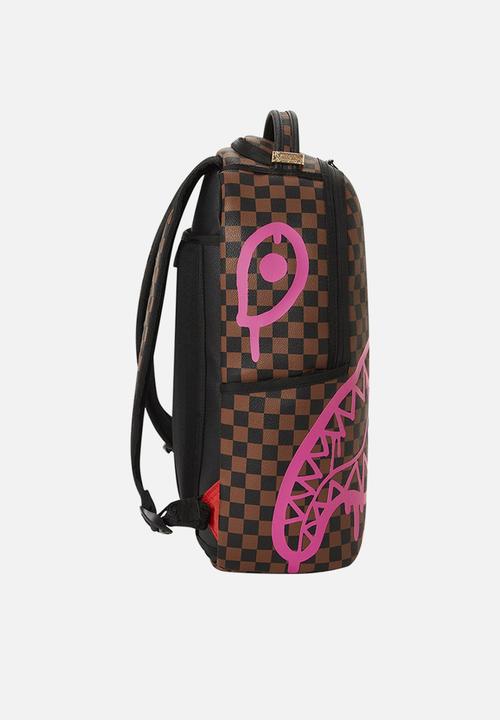 Sprayground - Pink drip brown check backpack - pink & brown 
