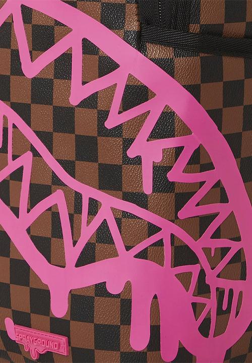 Sprayground - Pink drip brown check backpack - pink & brown 