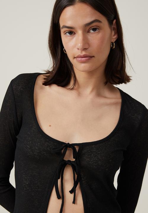 Cotton On - Blair Tie Front Cardi - Black