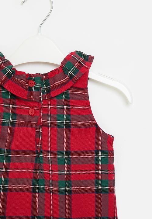 H&M - Collared twill dress - red checked