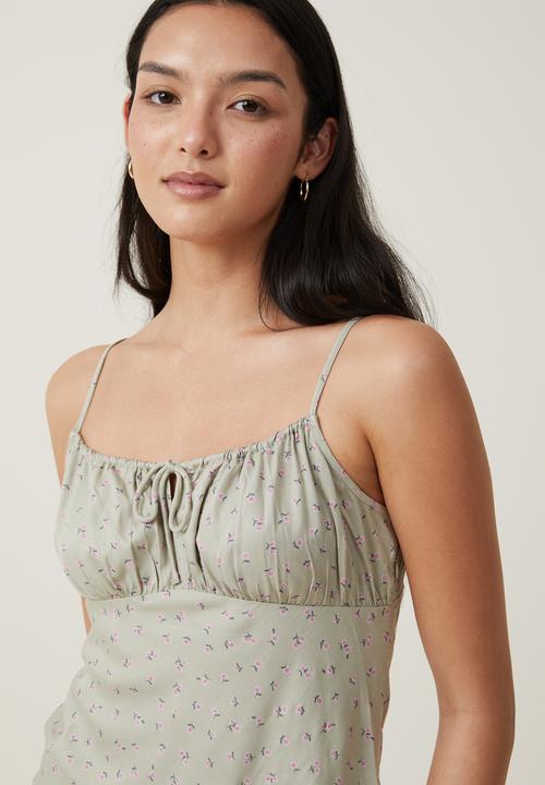 Cotton On - Indie Strappy Mini Dress - Irene Ditsy Desert Sage