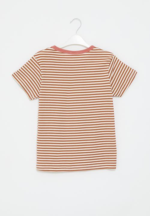 Pop Candy - Stripe tee - orange & white