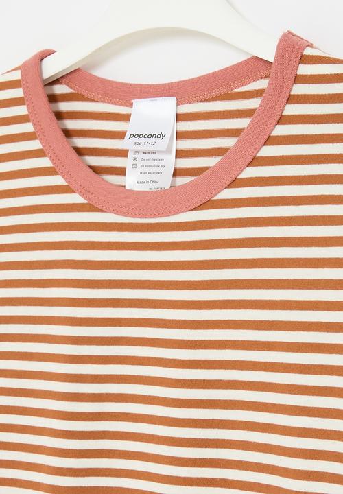 Pop Candy - Stripe tee - orange & white