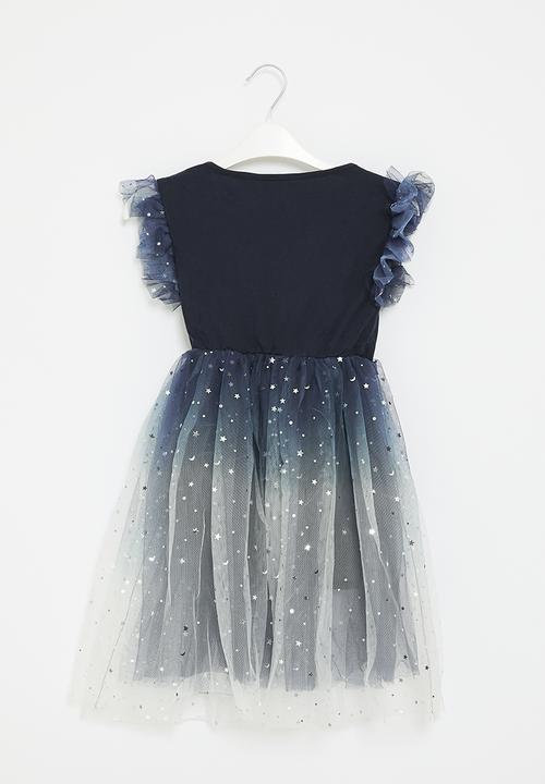 Pop Candy - Puff sleeve occasion dress - navy