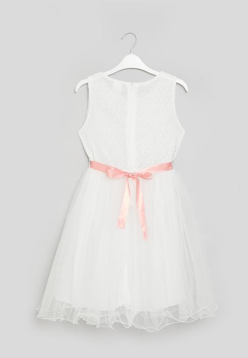 Pop Candy - Occasion dress with flower details - white