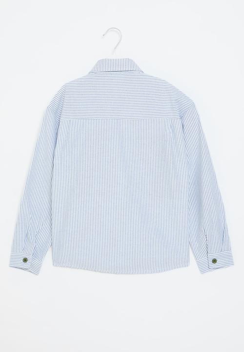 Pop Candy - Striped utility shirt - blue and green