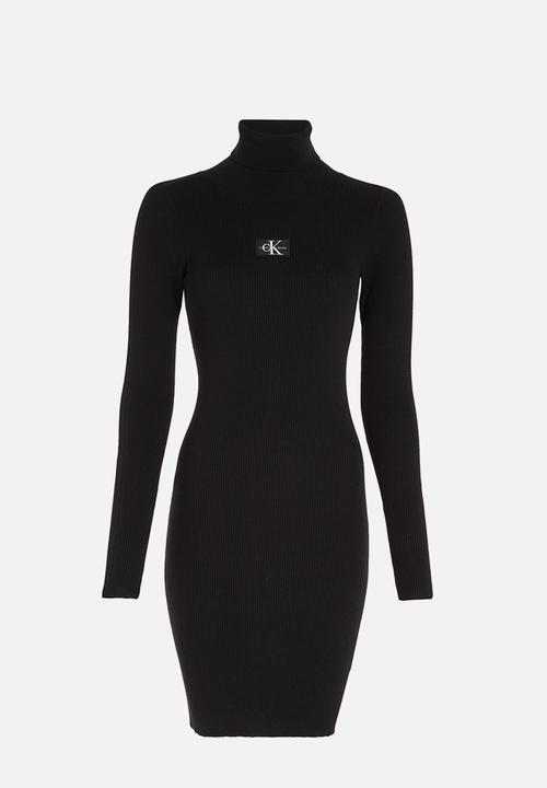 Calvin Klein - Badge roll neck sweater dress - ck black
