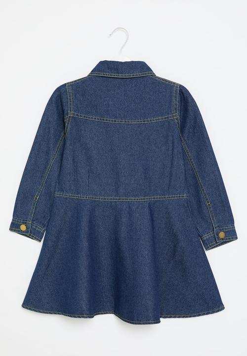 Pop Candy - Button down denim dress - dark blue