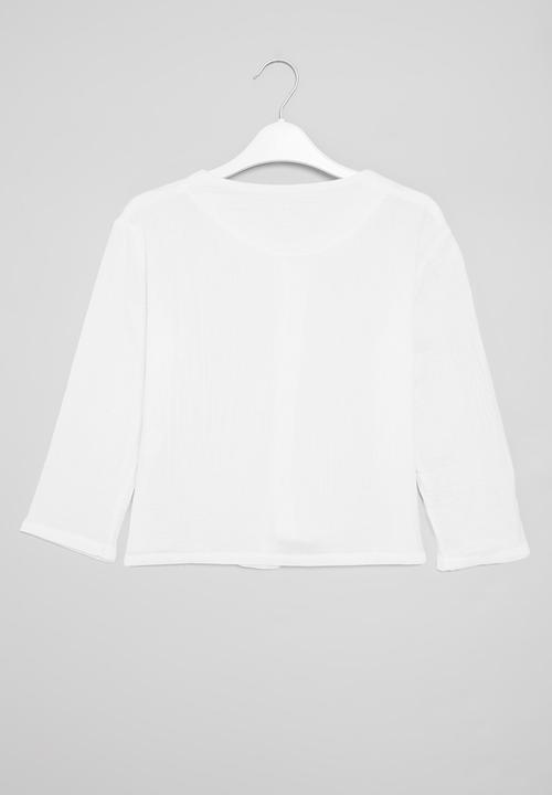 Pop Candy - Button down long sleeve top - white