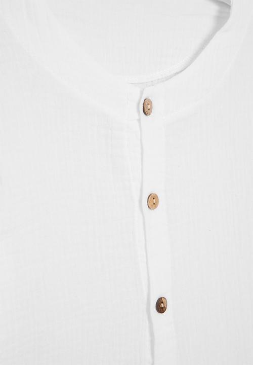 Pop Candy - Button down long sleeve top - white