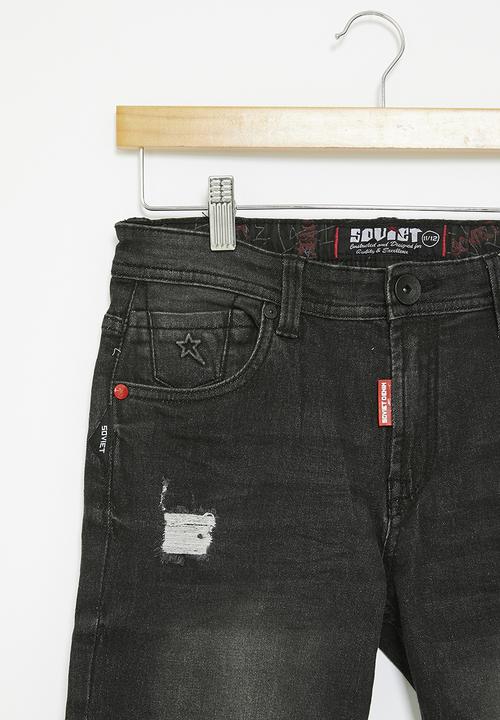 SOVIET - Boys denim short - black